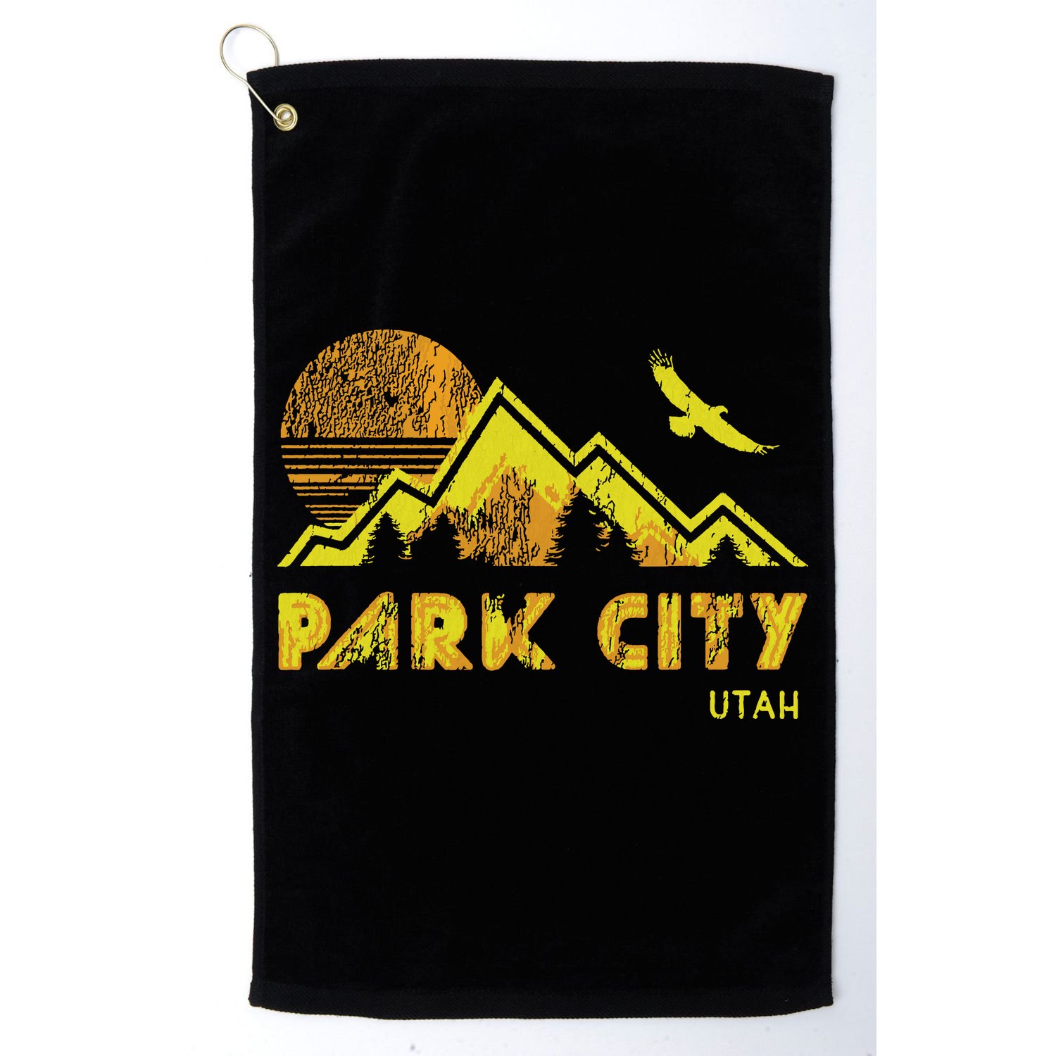Retro Park City Utah Distressed Home Golf Towel