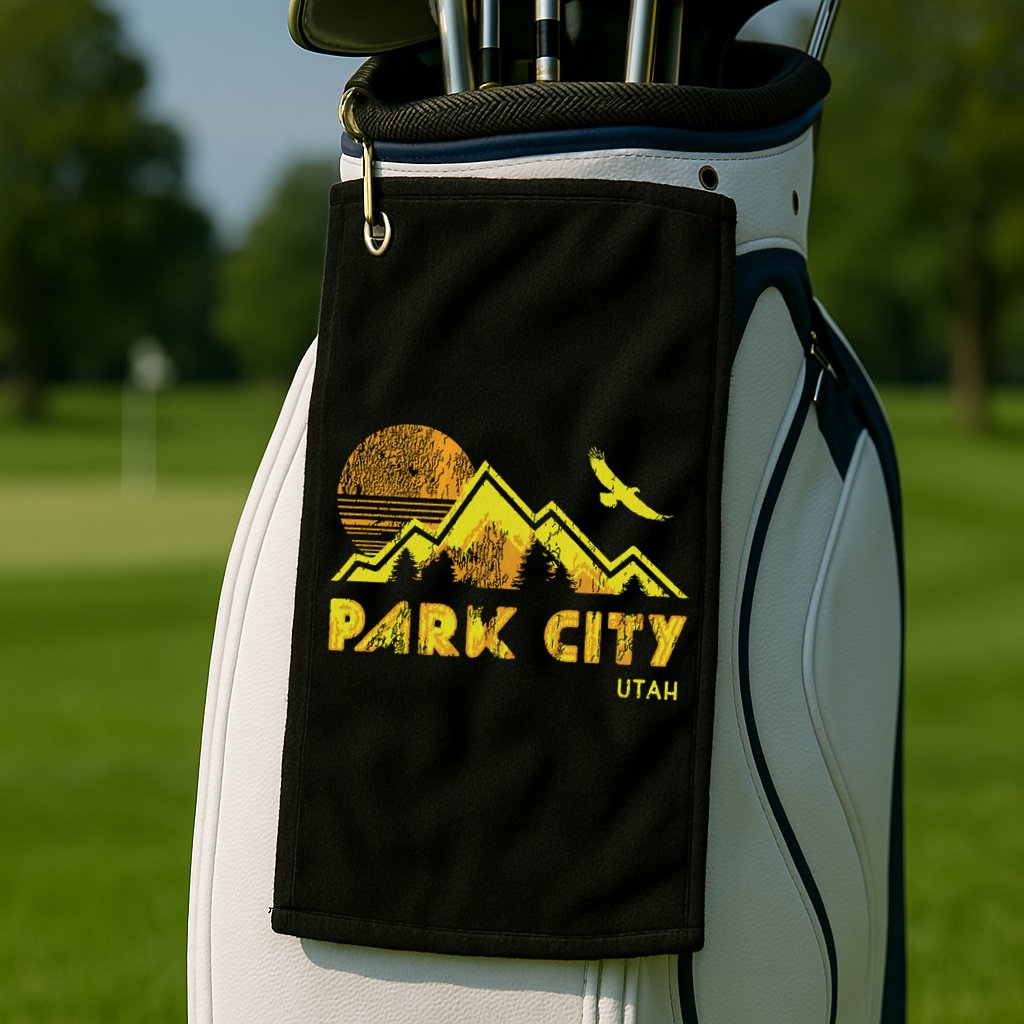 Retro Park City Utah Distressed Home Golf Towel