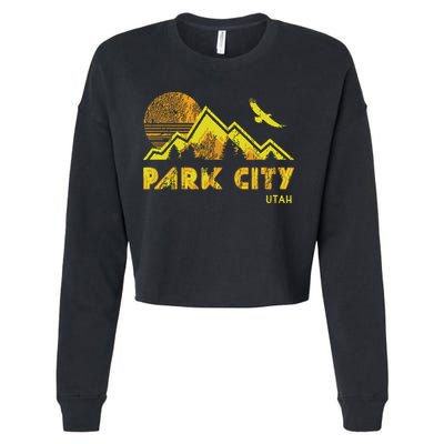 Retro Park City Utah Distressed Home Cropped Pullover Crew