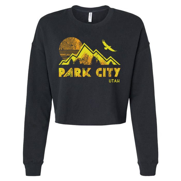 Retro Park City Utah Distressed Home Cropped Pullover Crew