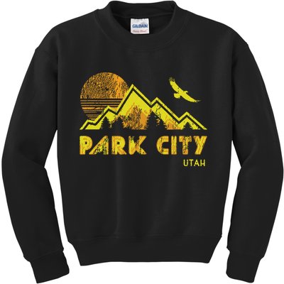 Retro Park City Utah Distressed Home Kids Sweatshirt