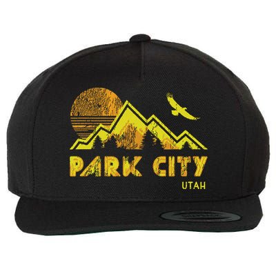 Retro Park City Utah Distressed Home Wool Snapback Cap