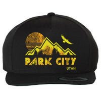 Retro Park City Utah Distressed Home Wool Snapback Cap