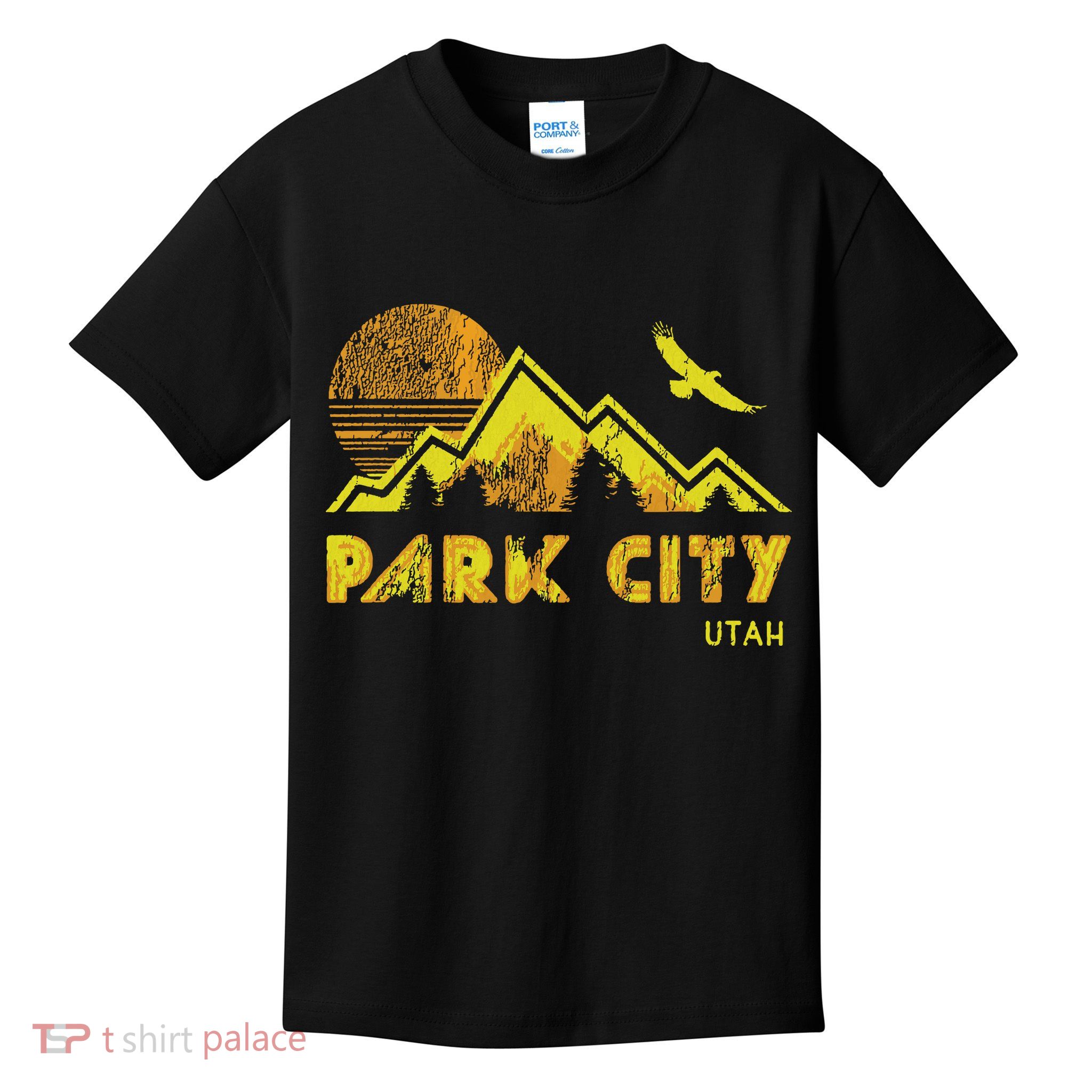 Retro Park City Utah Distressed Home Kids T-Shirt