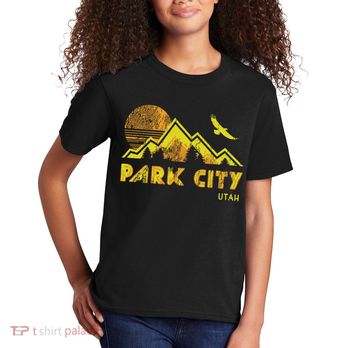 Retro Park City Utah Distressed Home Kids T-Shirt