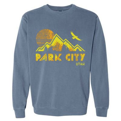 Retro Park City Utah Distressed Home Garment-Dyed Sweatshirt