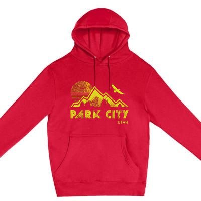 Retro Park City Utah Distressed Home Premium Pullover Hoodie