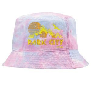 Retro Park City Utah Distressed Home Tie-Dyed Bucket Hat