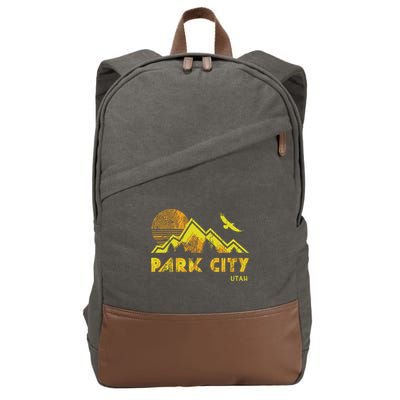Retro Park City Utah Distressed Home Cotton Canvas Backpack