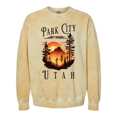 Retro Park City Utah National Park Mountains Nature Camping Colorblast Crewneck Sweatshirt