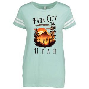 Retro Park City Utah National Park Mountains Nature Camping Enza Ladies Jersey Football T-Shirt