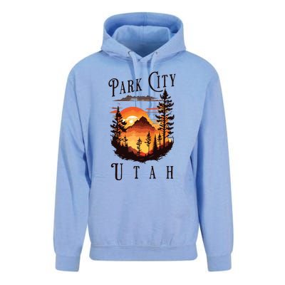 Retro Park City Utah National Park Mountains Nature Camping Unisex Surf Hoodie