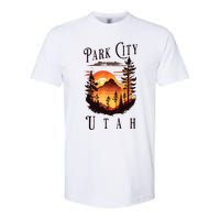 Retro Park City Utah National Park Mountains Nature Camping Softstyle CVC T-Shirt