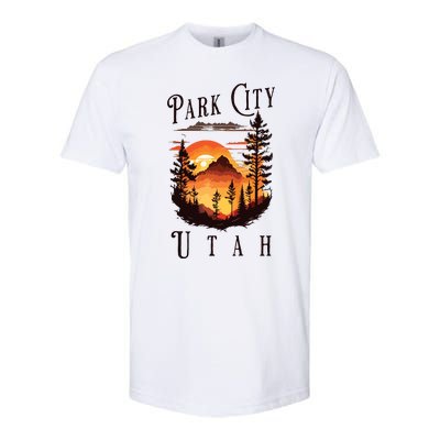 Retro Park City Utah National Park Mountains Nature Camping Softstyle CVC T-Shirt