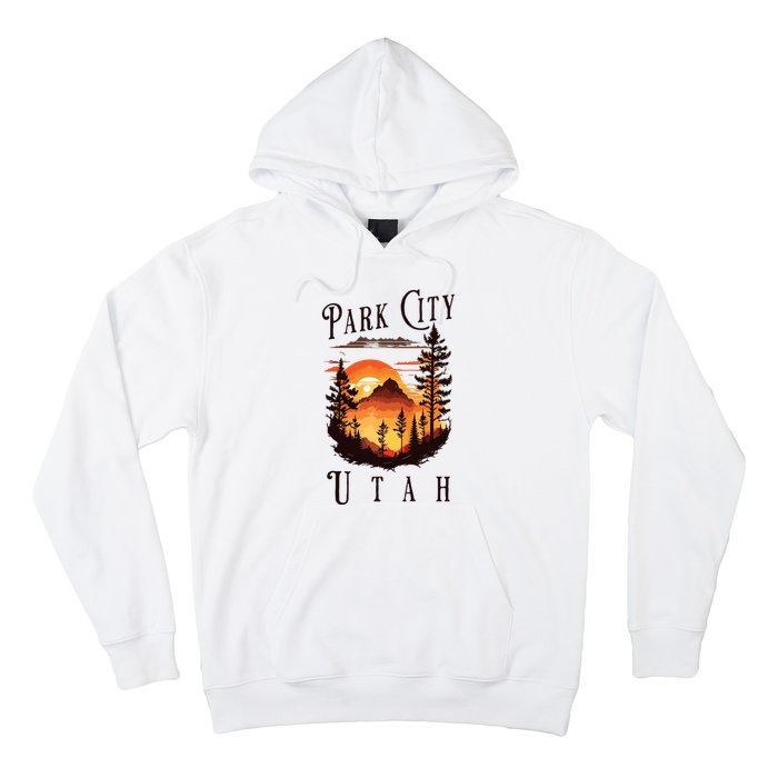 Retro Park City Utah National Park Mountains Nature Camping Hoodie