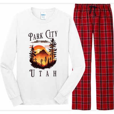 Retro Park City Utah National Park Mountains Nature Camping Long Sleeve Pajama Set