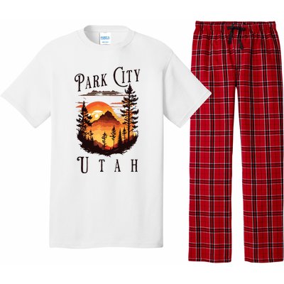 Retro Park City Utah National Park Mountains Nature Camping Pajama Set