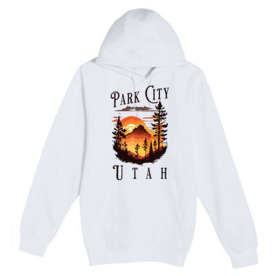 Retro Park City Utah National Park Mountains Nature Camping Premium Pullover Hoodie