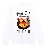 Retro Park City Utah National Park Mountains Nature Camping Premium Crewneck Sweatshirt