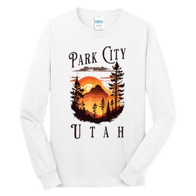 Retro Park City Utah National Park Mountains Nature Camping Tall Long Sleeve T-Shirt