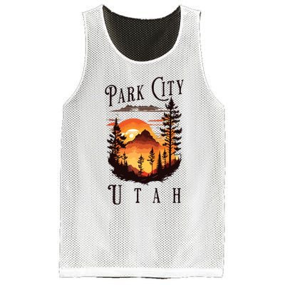 Retro Park City Utah National Park Mountains Nature Camping Mesh Reversible Basketball Jersey Tank