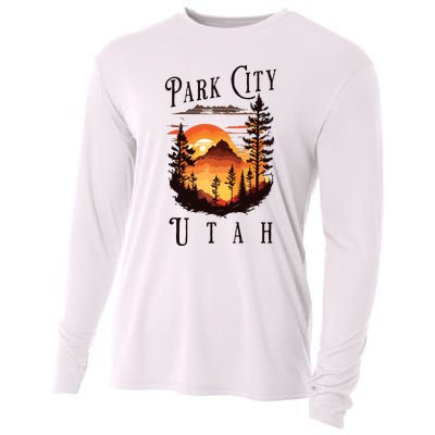 Retro Park City Utah National Park Mountains Nature Camping Cooling Performance Long Sleeve Crew