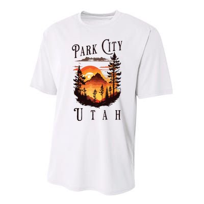 Retro Park City Utah National Park Mountains Nature Camping Performance Sprint T-Shirt