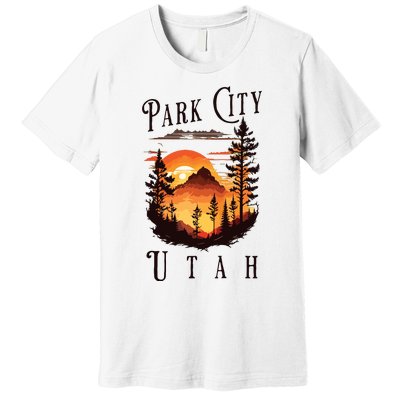 Retro Park City Utah National Park Mountains Nature Camping Premium T-Shirt