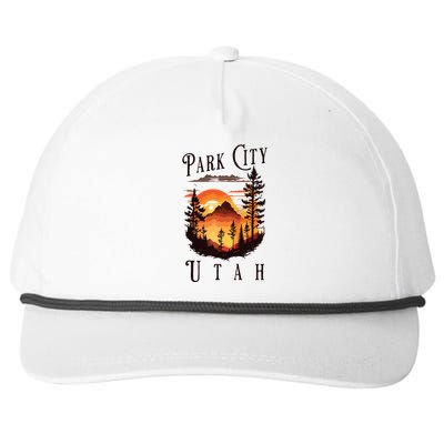 Retro Park City Utah National Park Mountains Nature Camping Snapback Five-Panel Rope Hat