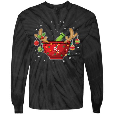 Reindeer Pharmacy Christmas Lights Pharmacy Life Tie-Dye Long Sleeve Shirt