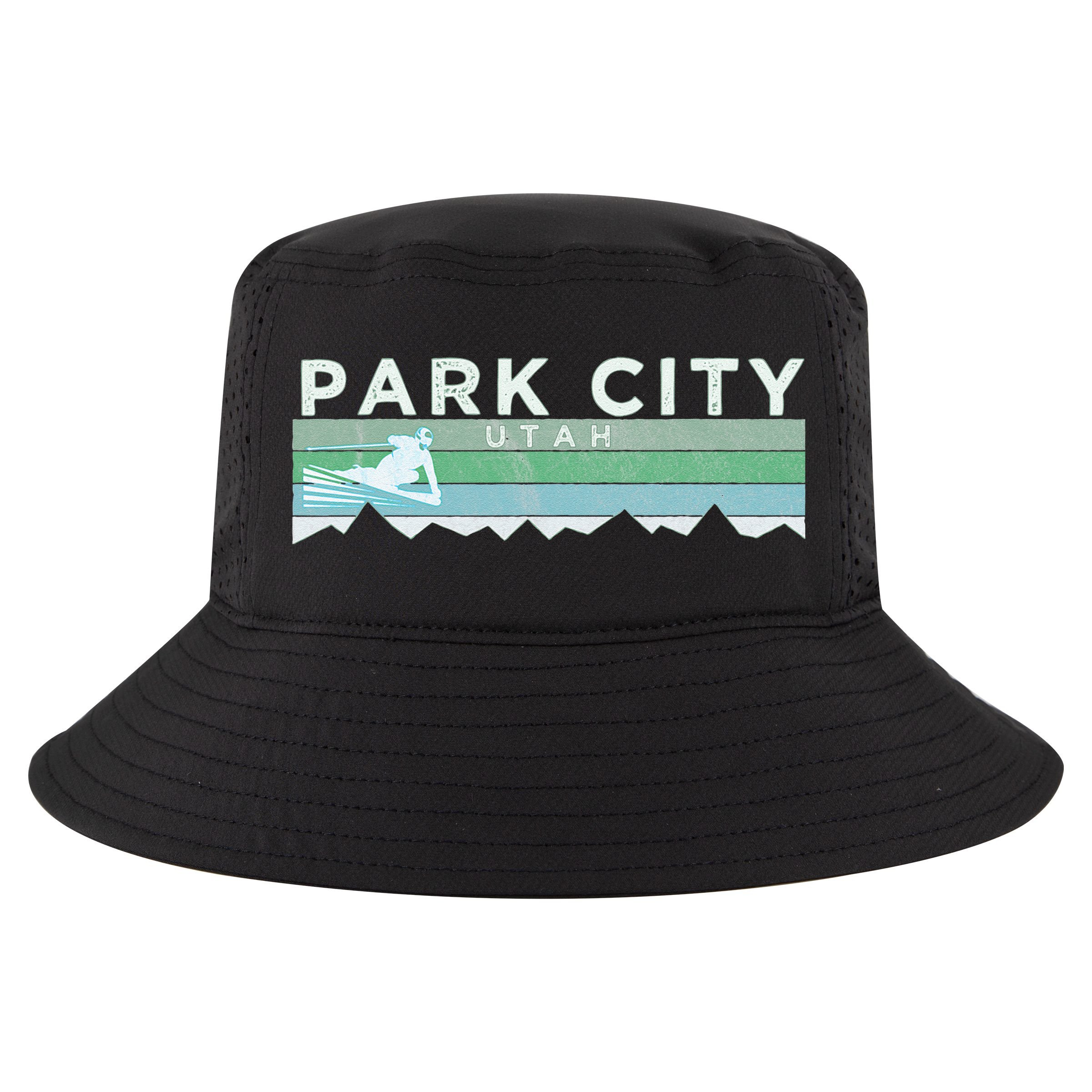 Retro Park City Utah Distressed Skiing Cool Comfort Performance Bucket Hat