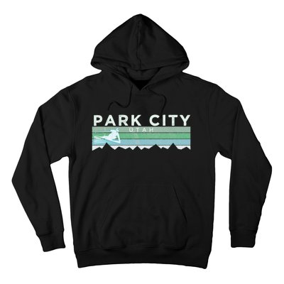 Retro Park City Utah Distressed Skiing Hoodie