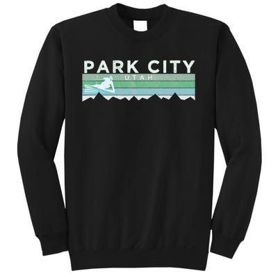 Retro Park City Utah Distressed Skiing Sweatshirt