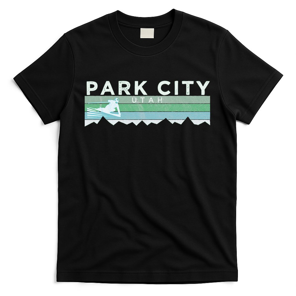 Retro Park City Utah Distressed Skiing T-Shirt