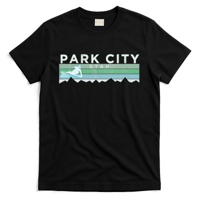 Retro Park City Utah Distressed Skiing T-Shirt