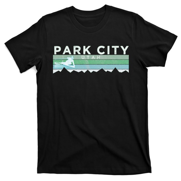 Retro Park City Utah Distressed Skiing T-Shirt