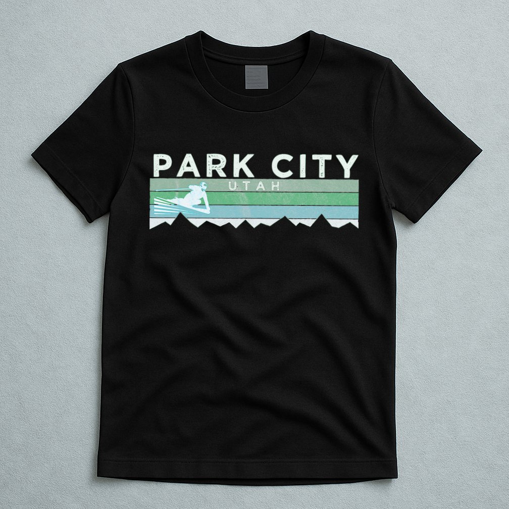 Retro Park City Utah Distressed Skiing T-Shirt