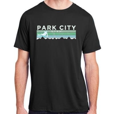 Retro Park City Utah Distressed Skiing Adult ChromaSoft Performance T-Shirt