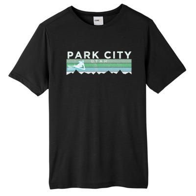 Retro Park City Utah Distressed Skiing Tall Fusion ChromaSoft Performance T-Shirt