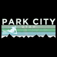 Retro Park City Utah Distressed Skiing Flat Bill Trucker Hat