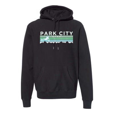 Retro Park City Utah Distressed Skiing Premium Hoodie