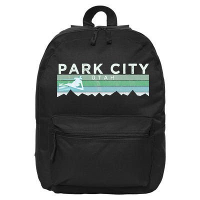 Retro Park City Utah Distressed Skiing 16 in Basic Backpack