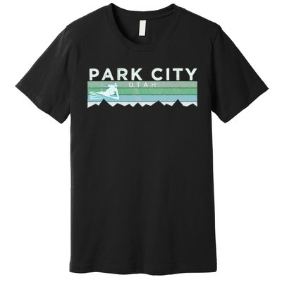 Retro Park City Utah Distressed Skiing Premium T-Shirt