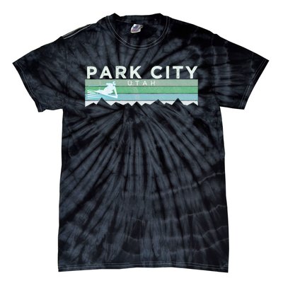 Retro Park City Utah Distressed Skiing Tie-Dye T-Shirt