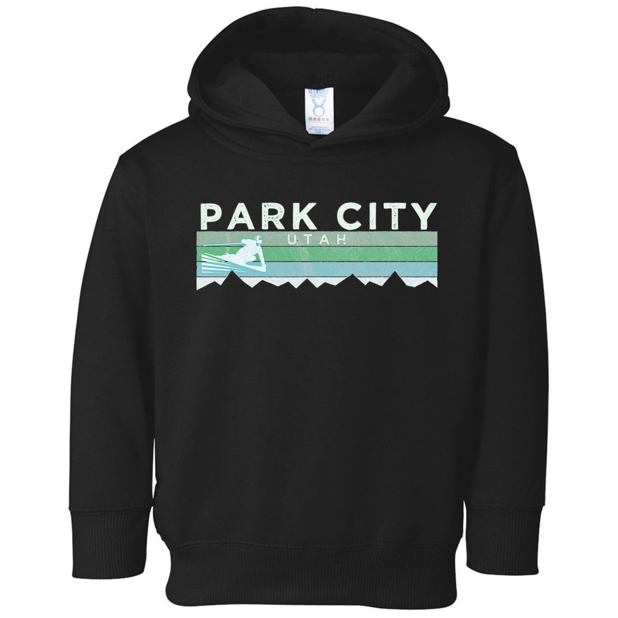 Retro Park City Utah Distressed Skiing Toddler Hoodie