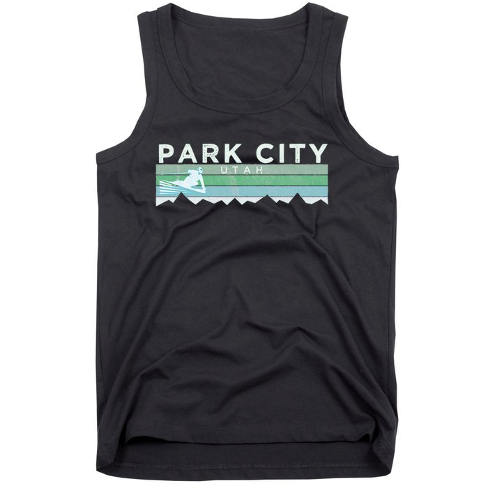 Retro Park City Utah Distressed Skiing Tank Top