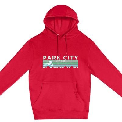 Retro Park City Utah Distressed Skiing Premium Pullover Hoodie