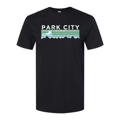 Retro Park City Utah Distressed Skiing Softstyle CVC T-Shirt