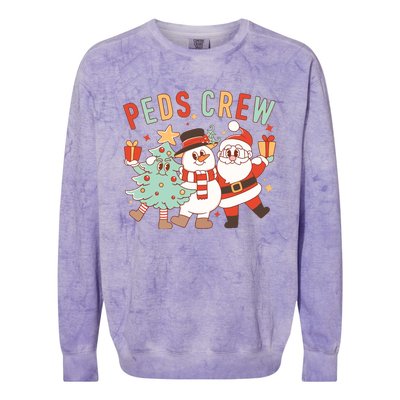 Retro Peds Crew Christmas Pediatric Nurse Nursing Group Colorblast Crewneck Sweatshirt