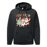 Retro Peds Crew Christmas Pediatric Nurse Nursing Group Performance Fleece Hoodie